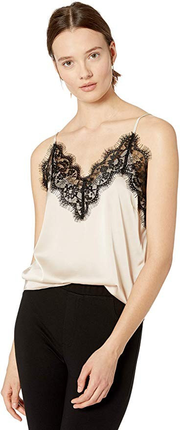 The Drop Women's Natalie V-Neck Lace Trimmed Camisole Tank Top | Amazon (US)