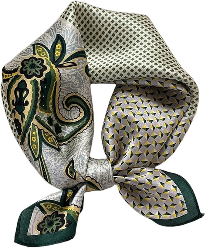 Aufeel 100% Real Mulberry Silk Women Small Square Neck Scarfs 21" Lightweight Headscarf Printed N... | Amazon (UK)