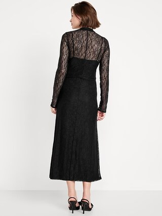 Mock Neck Lace Maxi Dress | Old Navy (US)