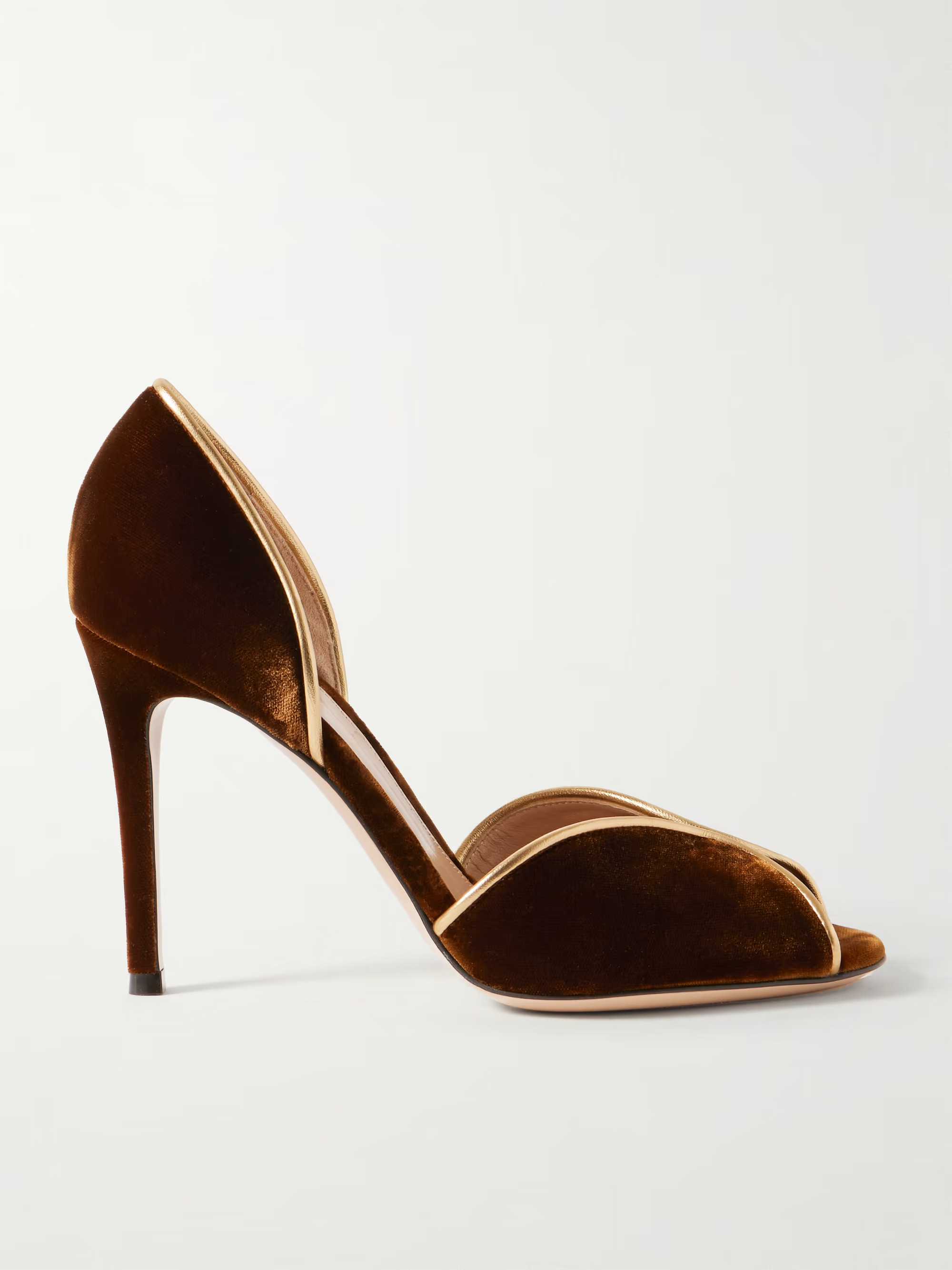 95 metallic leather-trimmed velvet pumps | NET-A-PORTER (UK & EU)