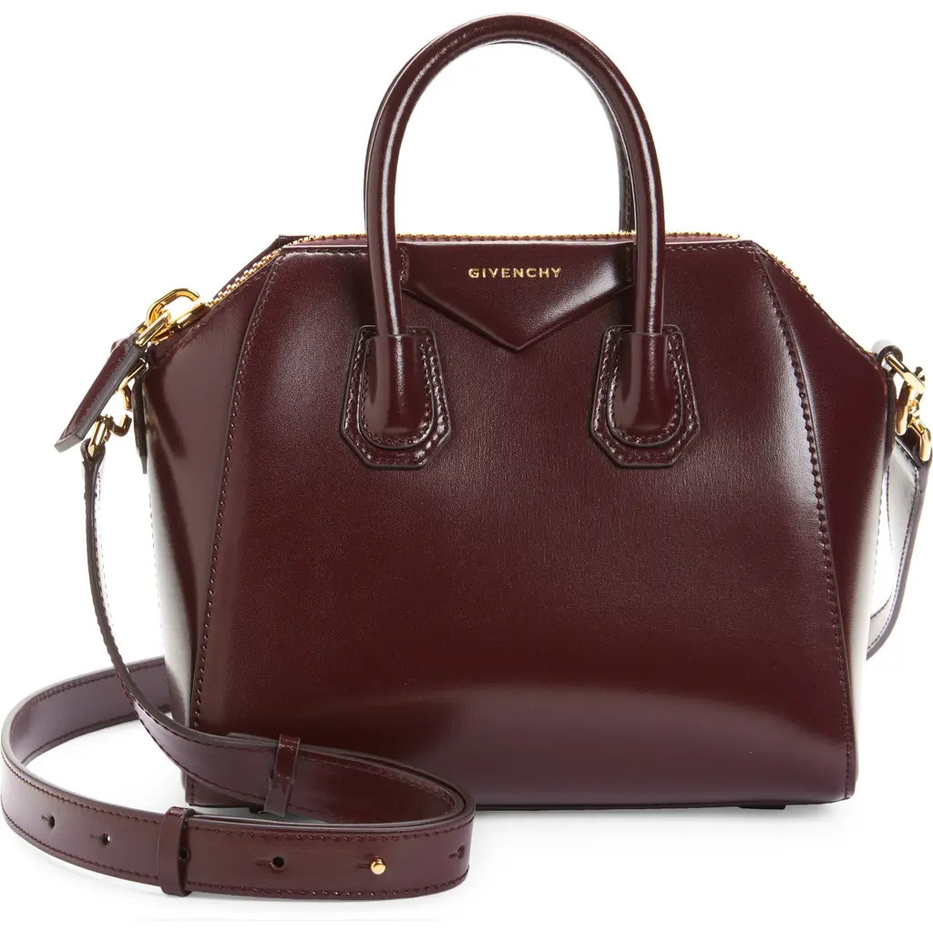 Givenchy Mini Antigona Leather Satchel in Burgundy at Nordstrom | Nordstrom