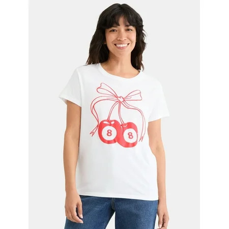 Cherry 8 Ball Women s Graphic Tee with Short Sleeves Sizes XXS-XXL | Walmart (US)