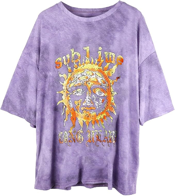 Fenxxxl Women's Short Sleeve Round Neck Oversized Shirt Graphic Tee Loose Casual Tshirt Tops | Amazon (US)