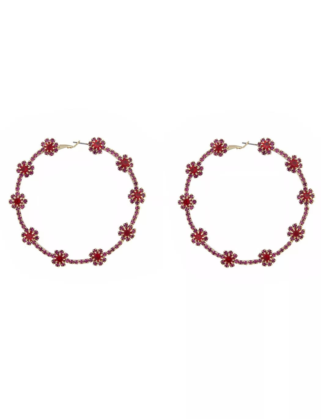 Oversized Multi Rhinestone Hoop Earrings | Eloquii