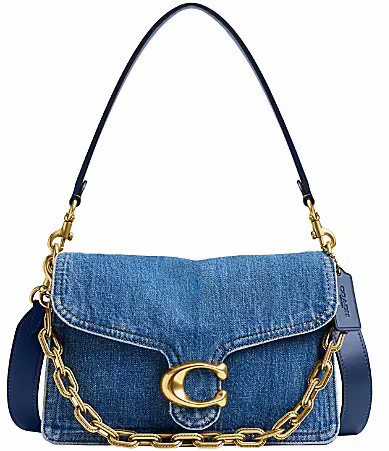 COACH Tabby Denim Chain Shoulder Bag - Deep Blue | Dillard's