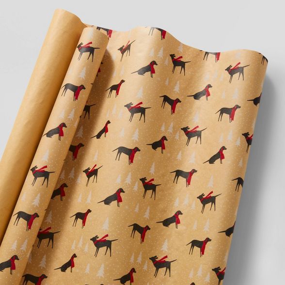 25 sq ft Black Dogs Kraft Gift Wrap - Wondershop™ | Target
