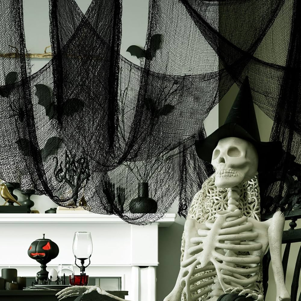 Biubee 5Pcs Halloween Black Creepy Cloth- Spooky Gauze Fabric Cloth Halloween Decorations Clearan... | Amazon (US)