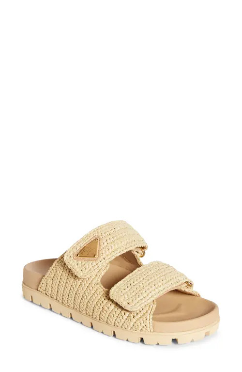 Prada Raffia Double Band Slide Sandal in Natural at Nordstrom, Size 7Us | Nordstrom