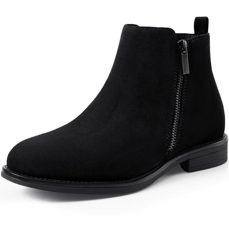 HARVEST LAND Women Chelsea Boots Zip up Short Ankle Flat Booties for Female Fall Winter | Walmart (US)