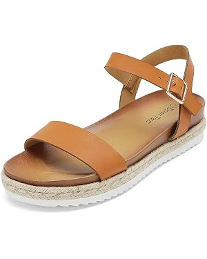 DREAM PAIRS Women’s Open Toe Ankle Strap Espadrille Casual Flatform Platform Wedge Sandals | Amazon (US)