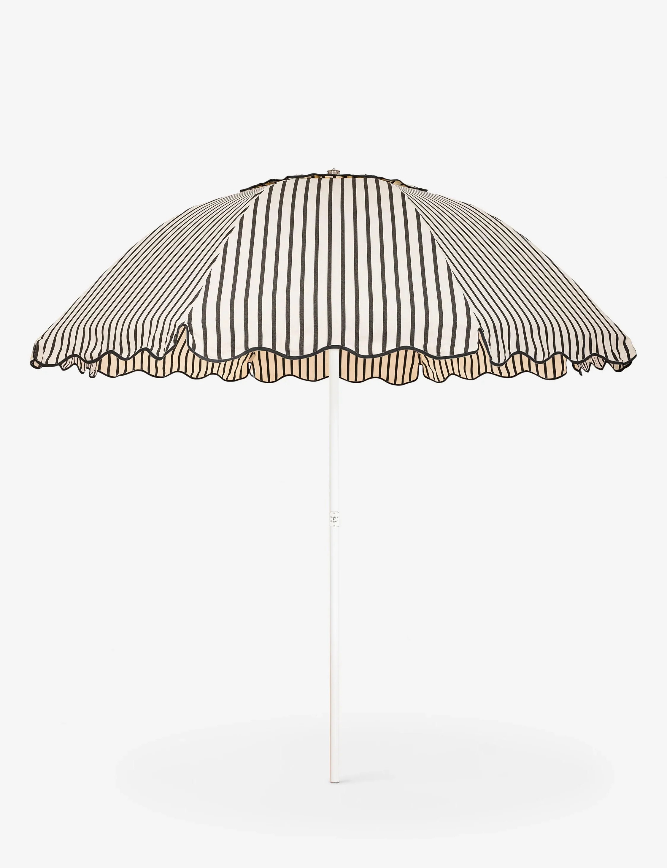 Scallop Patio Umbrella by Business & Pleasure Co., Monaco Black Stripe | Lulu and Georgia 