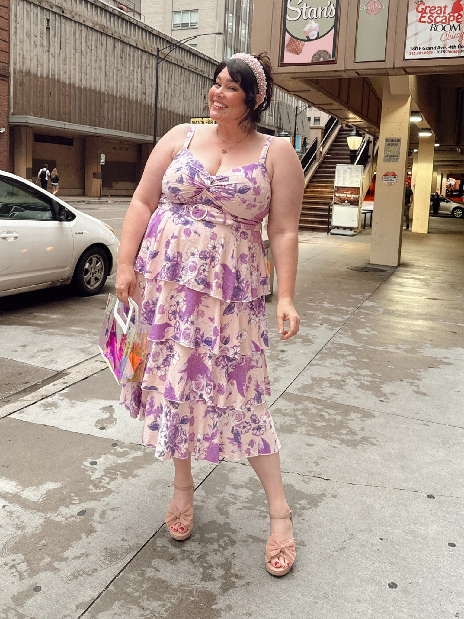 Love this flowy plus size tiered floral dress for summer! Paired it with some strappy heels, a pretty pink headband, some layered necklaces and a super cool bag! I felt so pretty!

#LTKSeasonal #LTKPlusSize