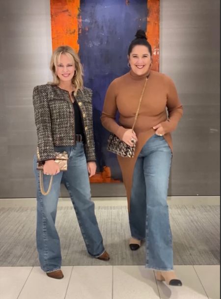 I’m petite. She’s tall. We can both wear these relaxed jeans. I styled mine with a cropped blazer, and a heeled boot for a little more height, and she added that cool turtleneck. 

#LTKover40 #LTKmidsize #LTKshoecrush