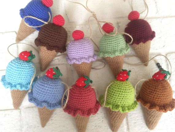 Ice Cream Garland Crochet Ice Cream Kitchen Wall Decor | Etsy | Etsy (US)