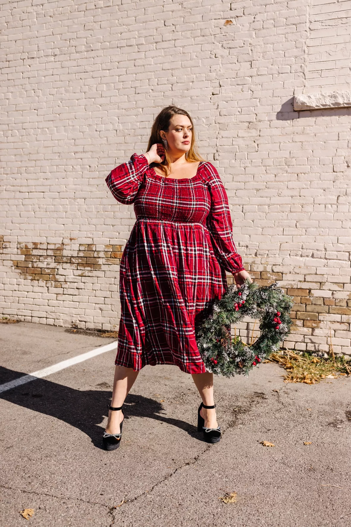 Square-Neck Smocked Plaid Midi … curated on LTK