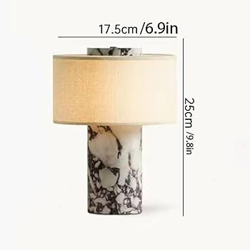 PATHWIN CLOUD Marble Luxury Stone Rechargeable Touch Table Lamp, Cylindrical Shape, Linen Cloth F... | Amazon (US)