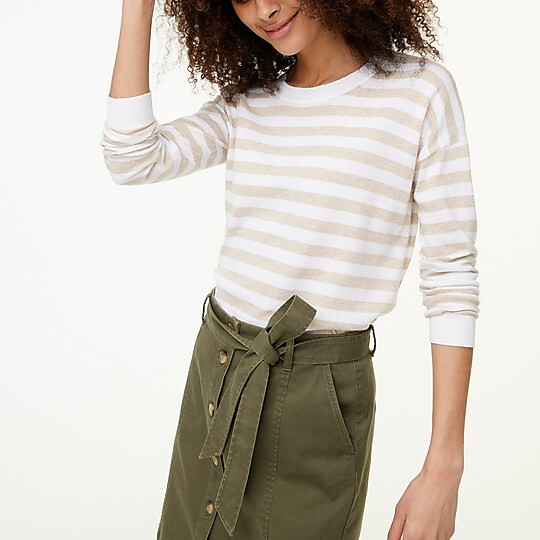 Striped crewneck sweater with drop shoulder | J.Crew Factory
