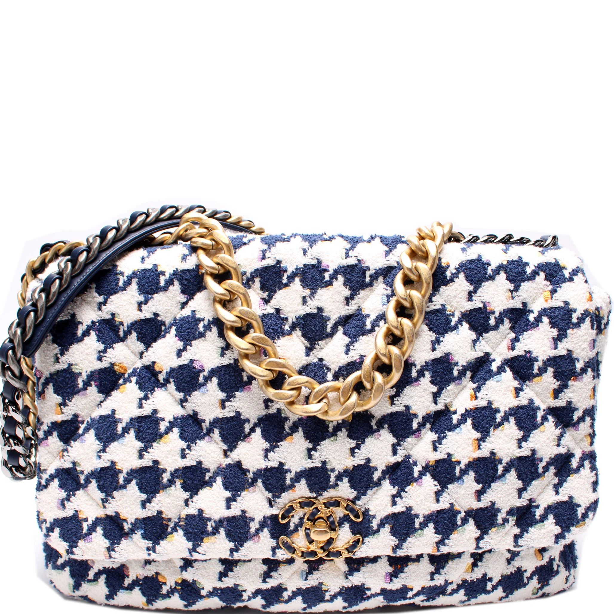 Tweed Houndstooth 19 Maxi Flap | Keeks Designer Handbags