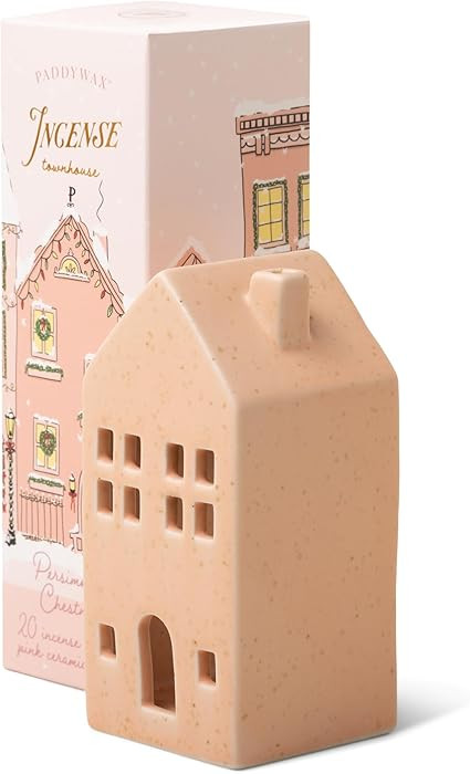 Paddywax Holiday Town Incense Holder with 20 Incense Cones, 4.15" Tall, Pink Townhouse | Amazon (US)