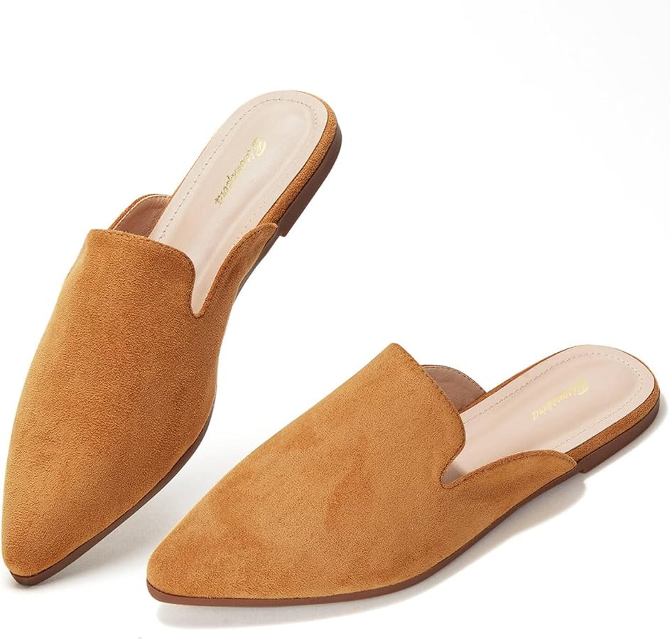Mules for Women Flats Pointed Toe Slip On Slides Loafer Shoes | Amazon (US)