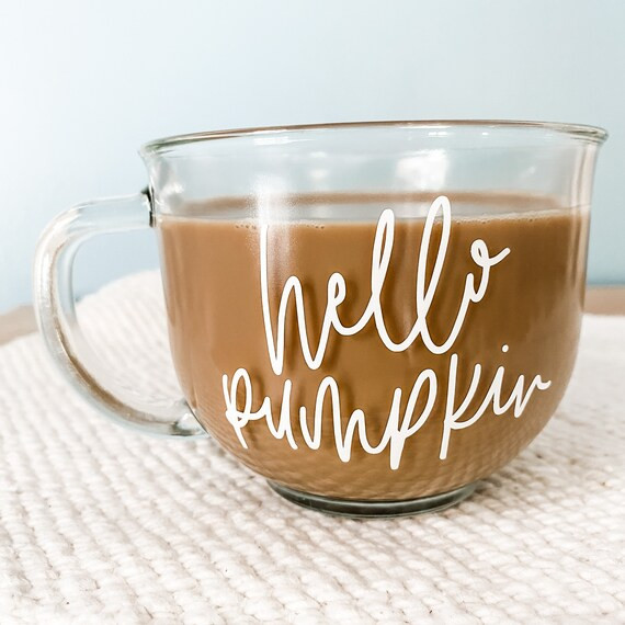 Hello Pumpkin Glass Mug - Fall Mug | Etsy (US)