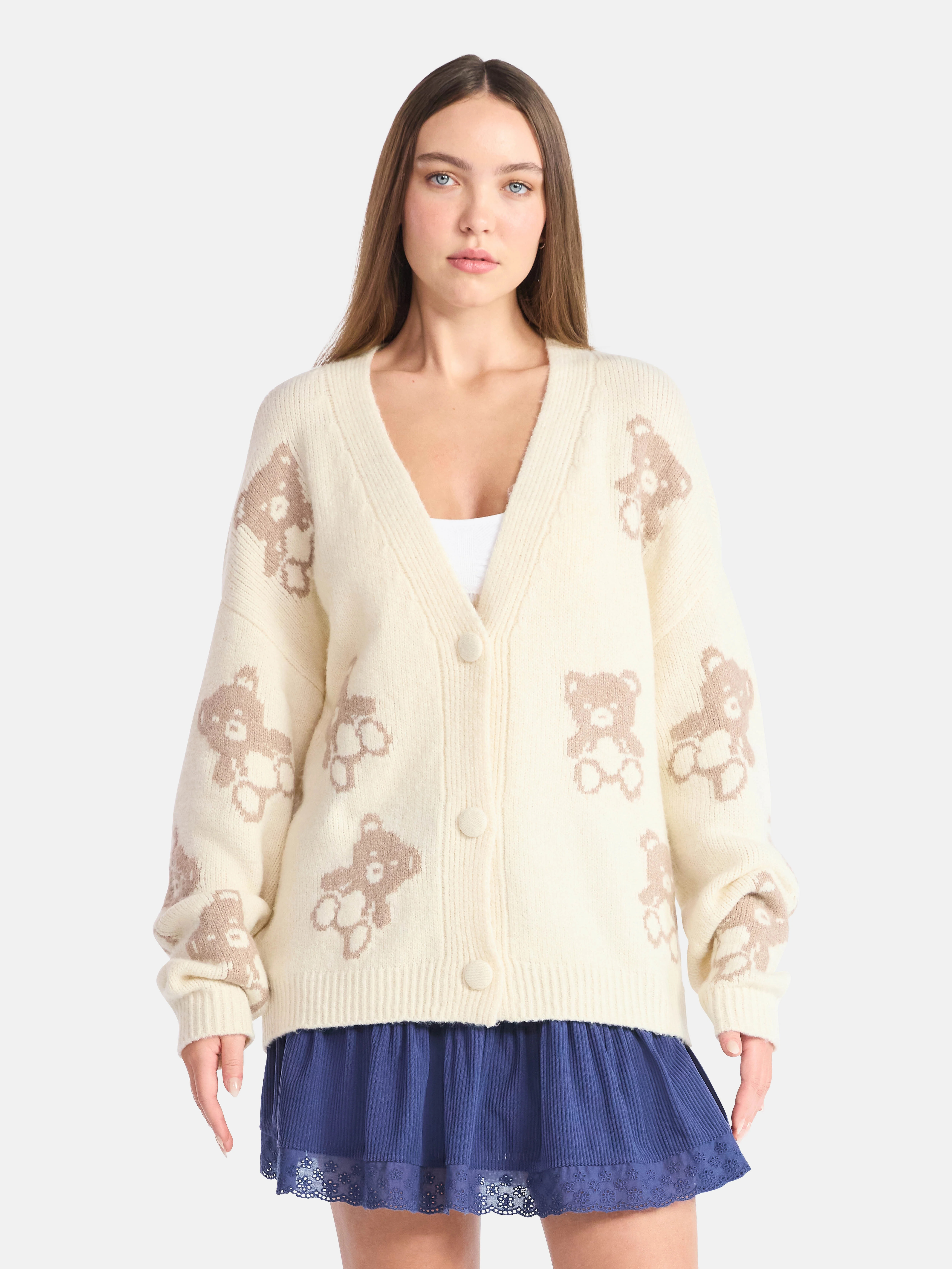 No Boundaries Button-Front Cardigan, Women's | Walmart (US)