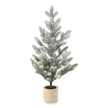 North Pole Trading Co. 26" Flocked Wood Base Christmas Tabletop Tree | JCPenney