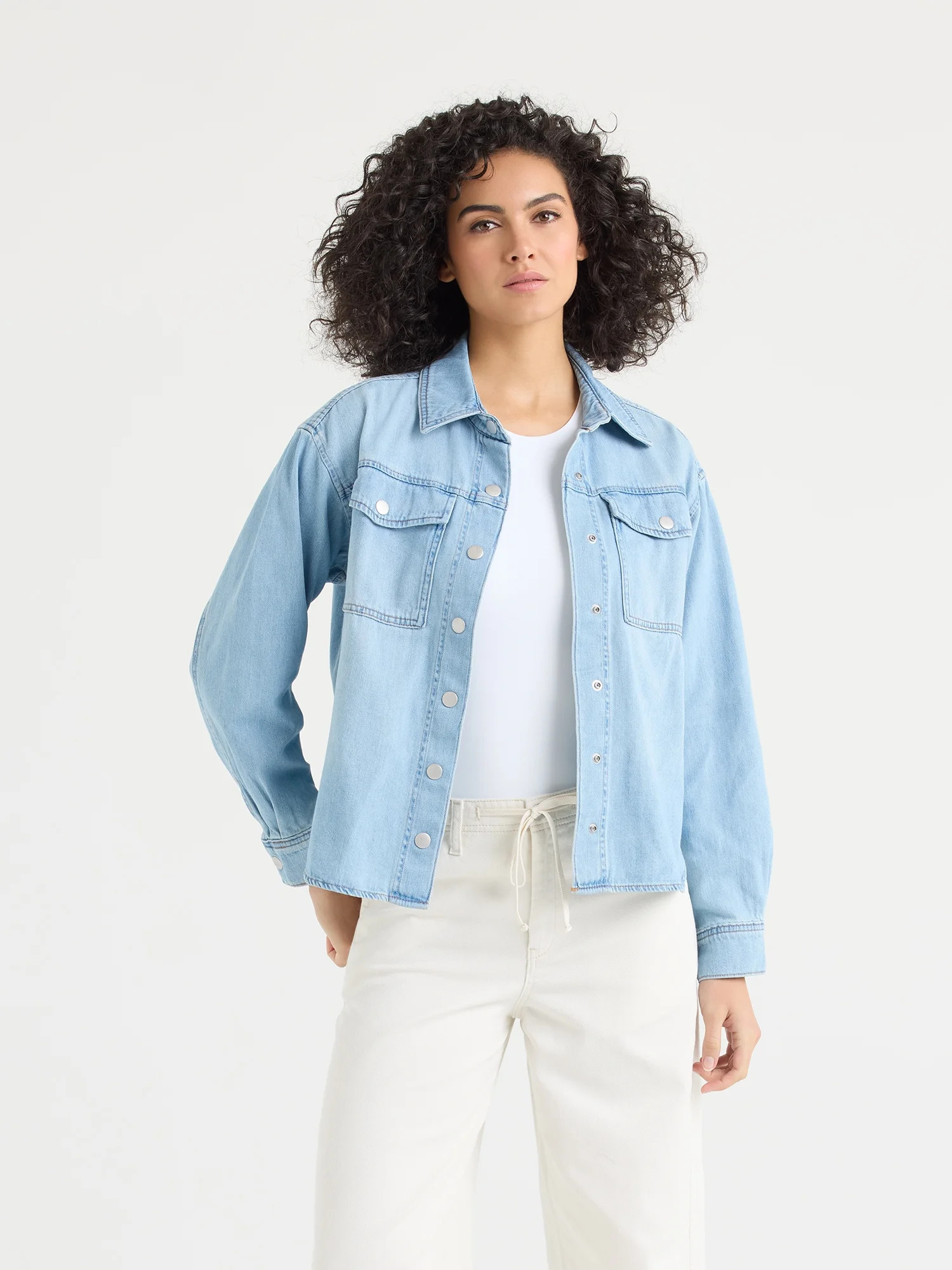 Sofia by Sofia Vergara Women's Relaxed Boyfriend Shirt with Long Sleeves, Sizes XS-XXXL | Walmart (US)