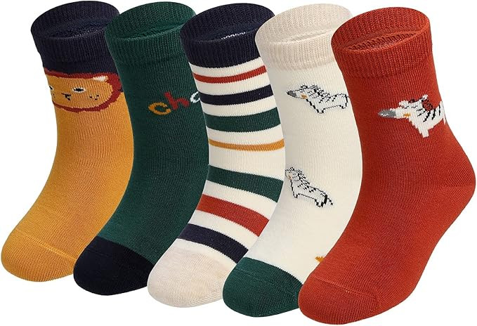 Boys Socks,Athletic Socks for boy 4-12 Years,Pack of 5 Pairs Dress socks | Amazon (US)