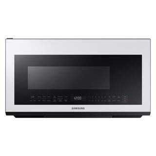 Samsung Bespoke 30 in. 2.1 cu. ft. Over the Range Microwave in White Glass with Sensor Cooking ME... | The Home Depot