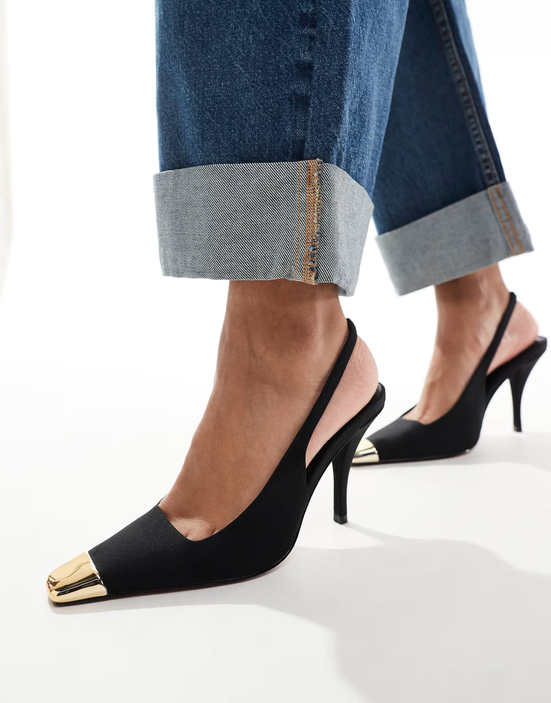 ASOS DESIGN Proud toe cap slingback heels in black | ASOS (Global)