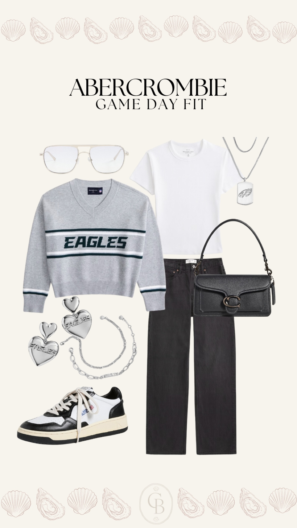 Eagles sweater and black jeans game day outfit idea from Abercrombie. Also linked a bunch of eagles jewelry perfect for game day outfits 

#LTKFindsUnder50 #LTKStyleTip #LTKFallSale