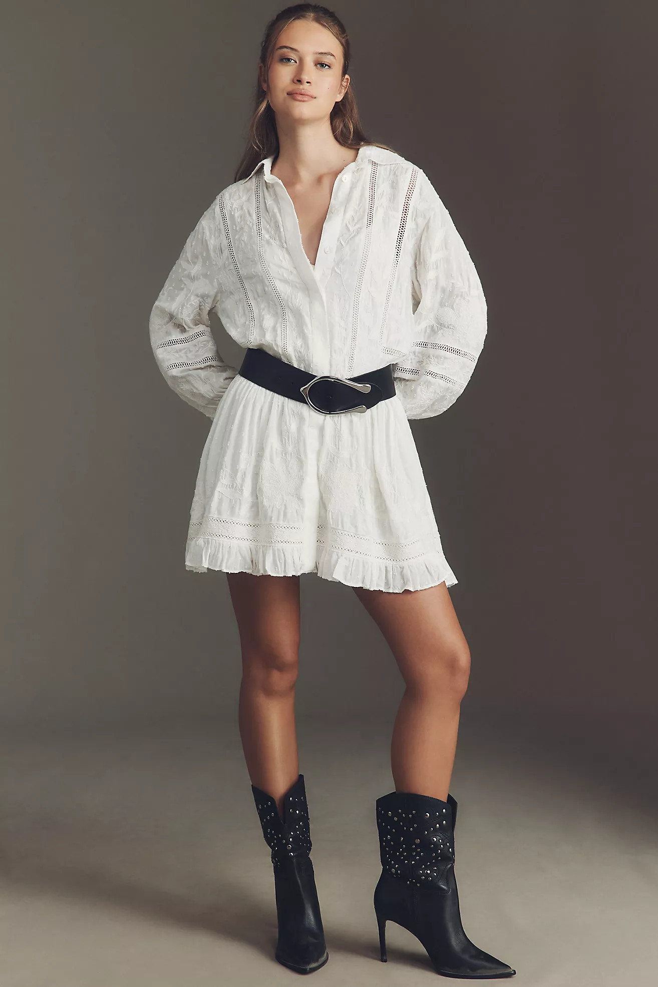 Embroidered Mini Shirt Dress | Anthropologie (US)