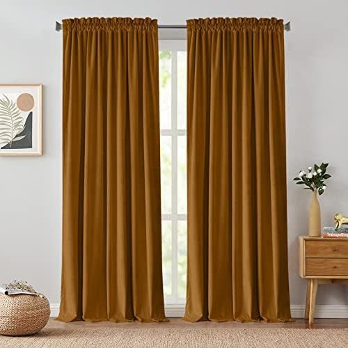 jinchan Velvet Blackout Curtains for Living Room, Thermal Insulated Luxury Drapes for Bedroom 96 ... | Amazon (US)
