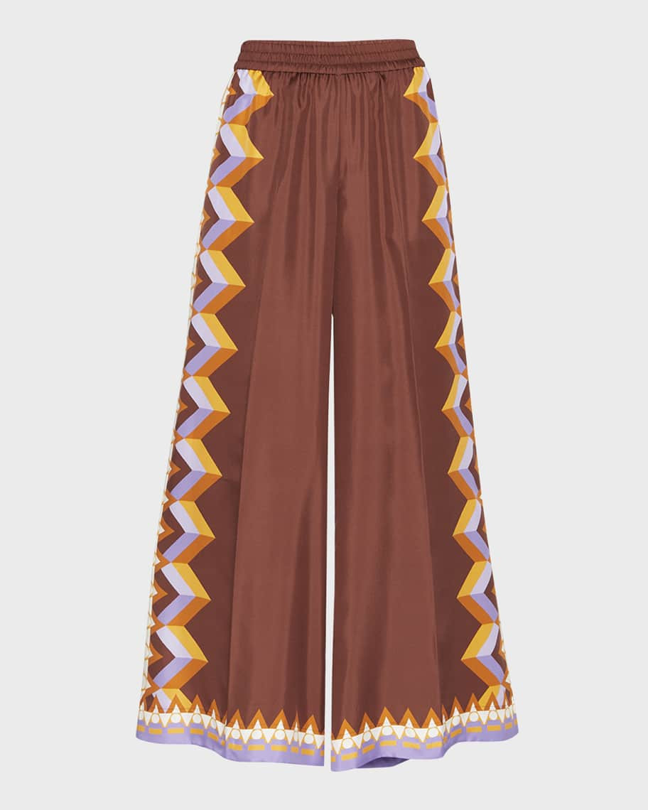 La DoubleJ Abstract Foulard-Print Wide-Leg Silk Palazzo Pants | Neiman Marcus