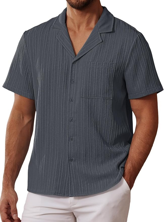 Anbech Hawaiian Shirt for Men Short Sleeve Tropical Holiday Beach Button Down Shirts with Pocket | Amazon (US)