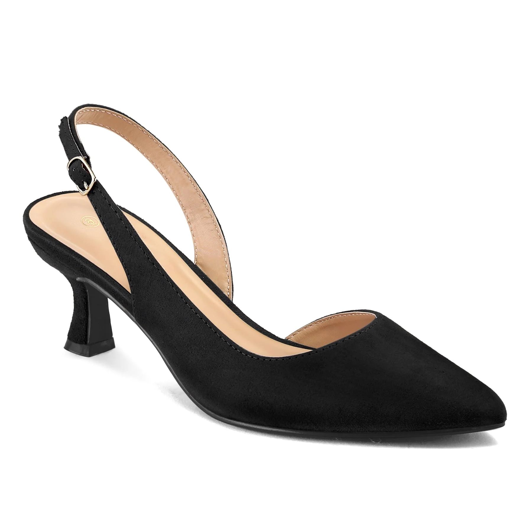 Pennysue Women's Slingback Heels Black Suede Pointed Toe Dress Pumps 8M | Walmart (US)