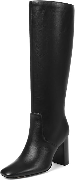 Women's Knee High Boots, Comfortable Square Toe Faux Leather Boot Fashion Long Tall Boots for Rid... | Amazon (US)