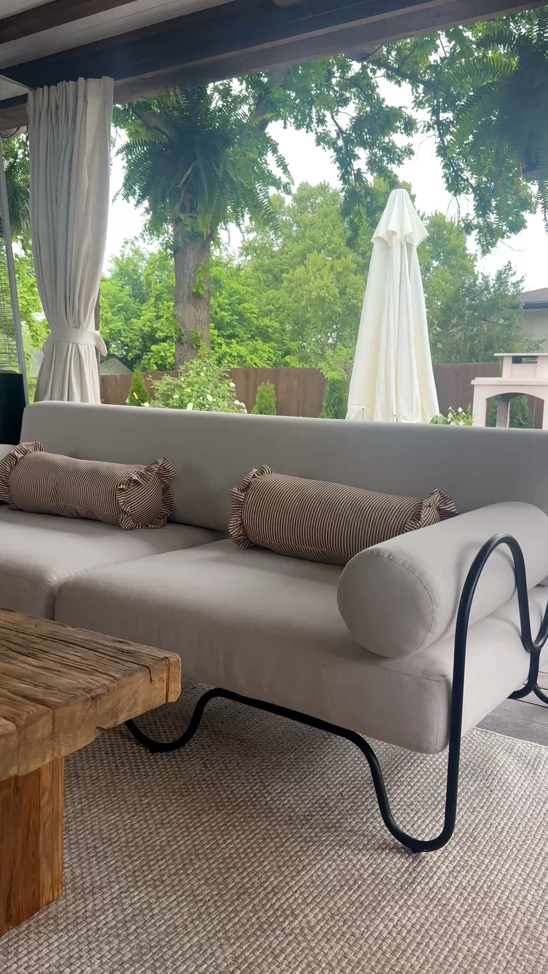 LOVE these neutral bolster pillows with ruffle! Under $10 each! Low stock! They are indoor but I have a covered porch anyways! I may put them on my bed too! Patio. Porch. Spring  

#LTKHome