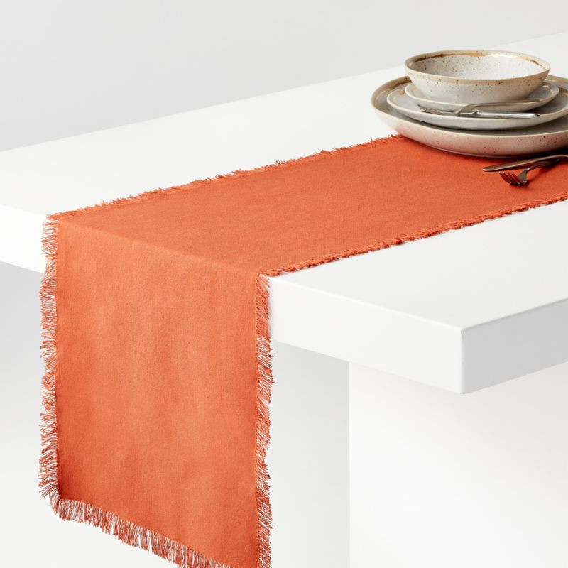Bonita Clay 90" Fringe Runner + Reviews | Crate and Barrel | Crate & Barrel