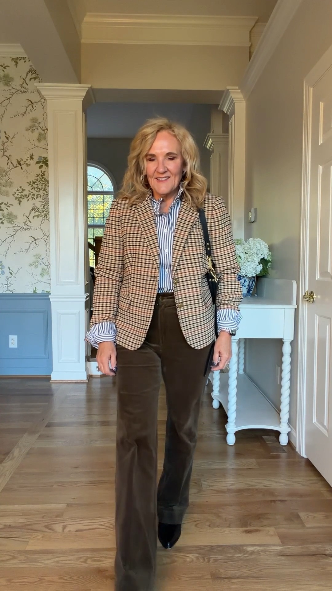 Fall business casual 
Cords size 6
Blazer size 12
Blouse size medium reg (size up if you get the petite)
JCREW boots worth the splurge. 



#LTKOver40 #LTKWorkwear #LTKSaleAlert