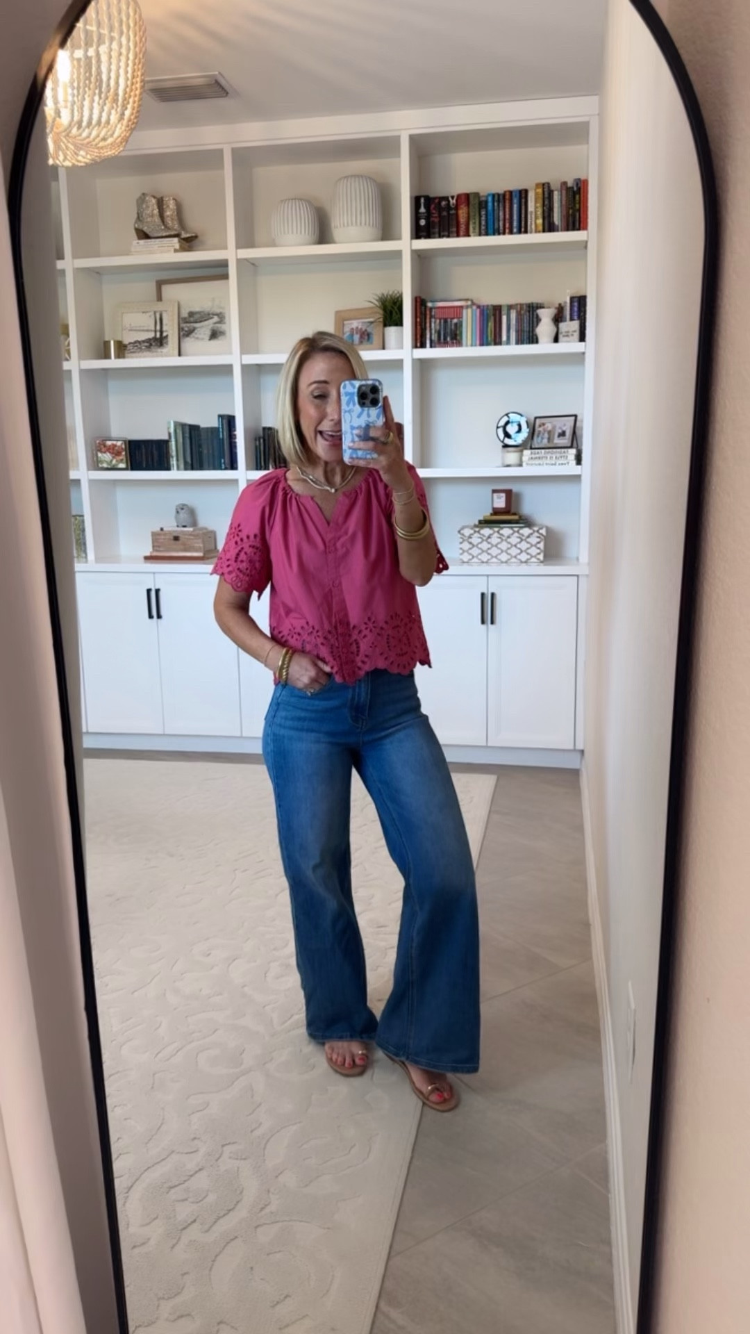 Target - unboxing & style. * Wide Leg Jeans - size 25. Pink Short Sleeve V-Neck Button-Front Eyelet Blouse - size XS. $35. 3 colors.

 

#LTKSeasonal #LTKOver40