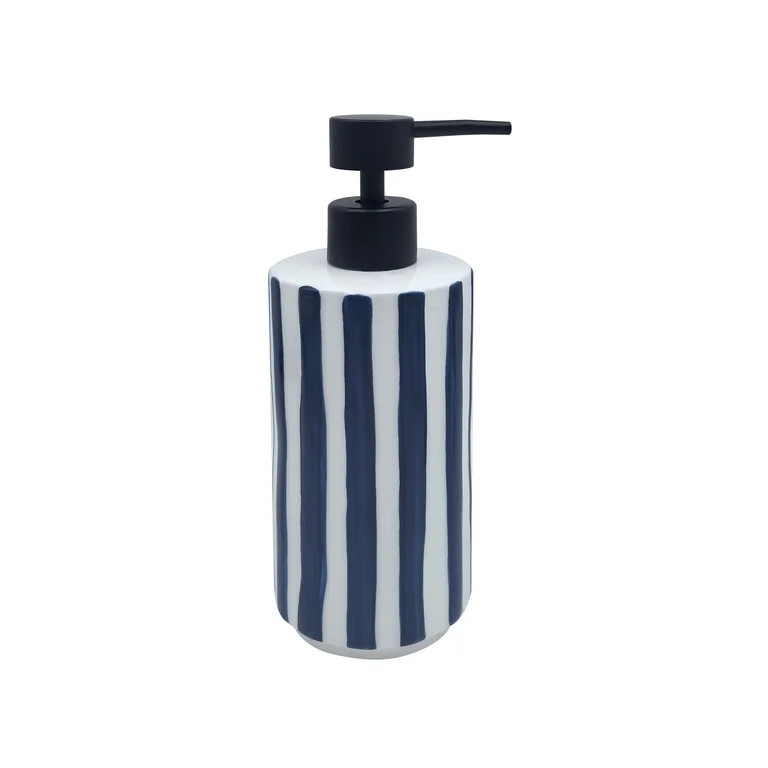 Mainstays Blue Stripe Hand Painted Stoneware Soap Pump | Walmart (US)