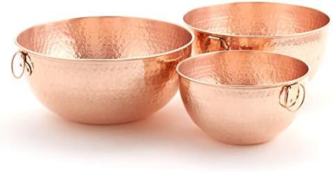 Old Dutch Solid Copper Stone Hammered Bowls-3 Piece Set Mixing/Beating, one size | Amazon (US)