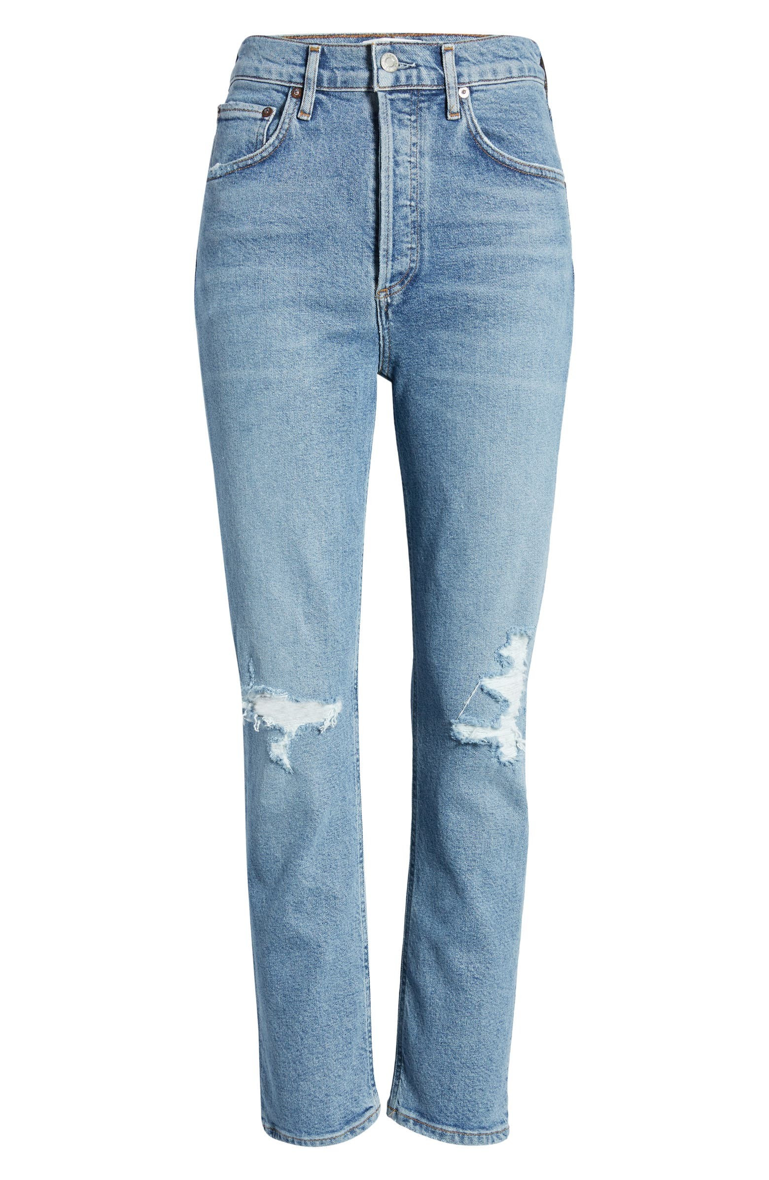 Riley Ripped Super High Waist Crop Straight Leg Jeans | Nordstrom