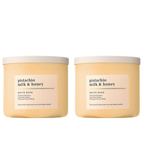 Bath & Body Works 3-Wick Candle, Pistachio Milk & Honey Candle, Strong Throw, Long-Lasting Burn Up to 45 Hours, Exclusively Fragranced Soy Wax Blend, 14.5 oz - 2 Pack | Amazon (US)