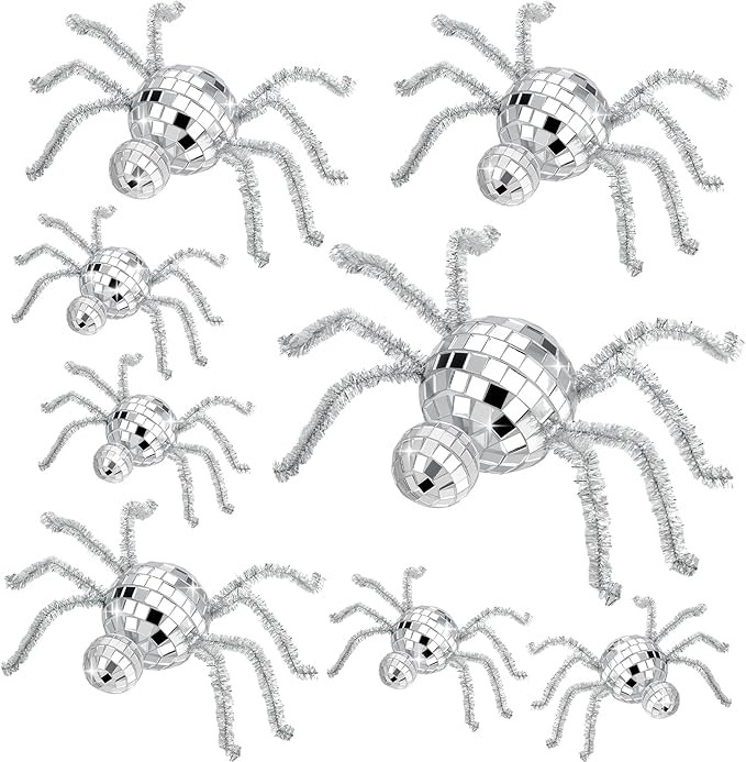 Yousoontic 12 Pcs Halloween Disco Spider 2.4 Inch Disco Ball Table Decoration Indoor Silver Glitt... | Amazon (US)