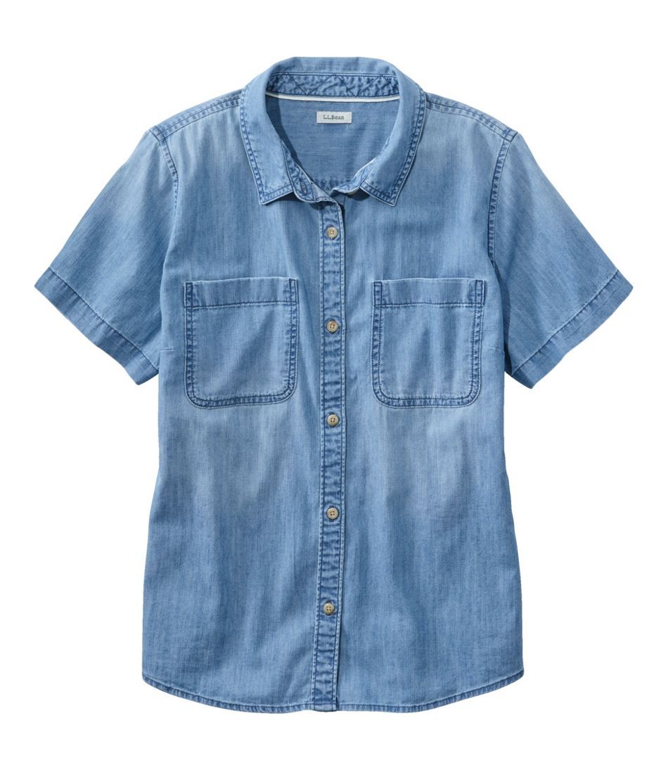Women's L.L. Bean Heritage Washed Lightweight Denim Shirt, Short-Sleeve | L.L. Bean