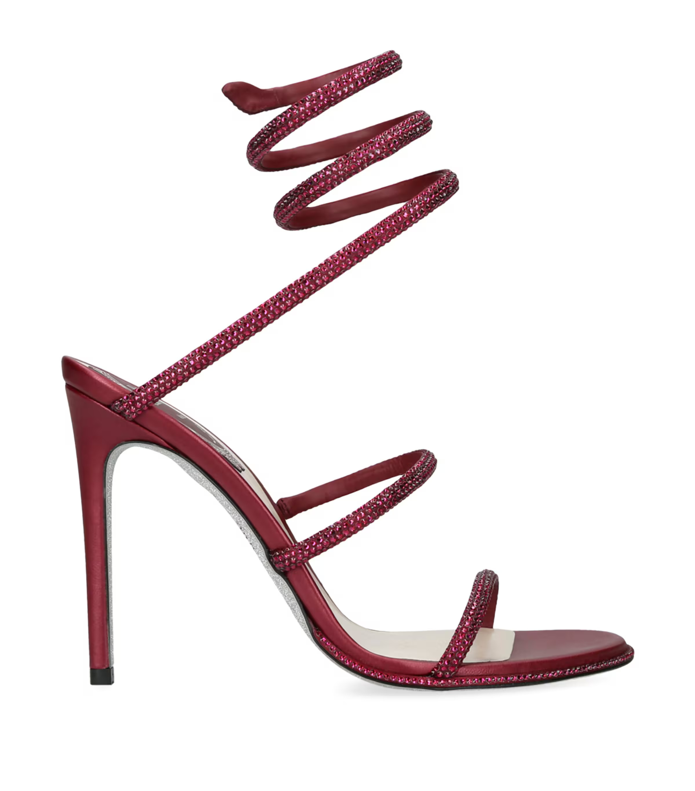 Burgundy Satin Embellished Cleo Heeled Sandals 105 | Harrods