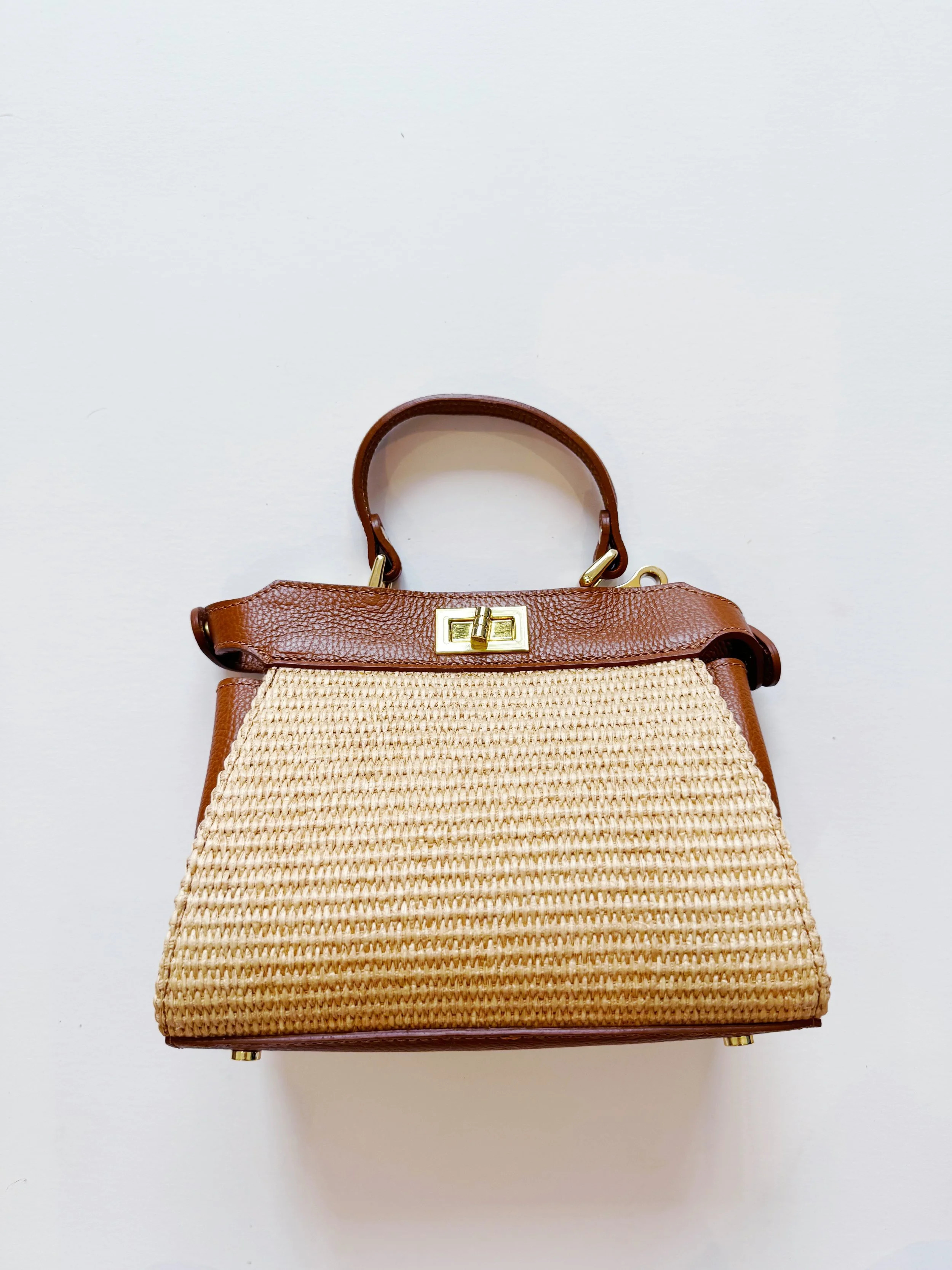 MINI TWIST LOCK RAFFIA BAG | Colores Collective